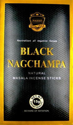 Anand - Black Nagchampa Incense Sticks (15 grams x 12 packs)