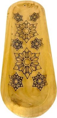 Wooden Handmade Incense Holder Boat Shape, Single - Snowflakes