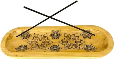 Wooden Handmade Incense Holder Boat Shape, Single - Snowflakes