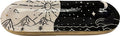 Wooden Handmade Incense Holder Boat Shape, Single - Day and Night (White and Black Scene)