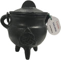 Crystalo Black Iron Cauldron with Lid Triquetra -BSW-83