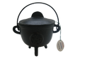 Crystalo Black Pentagram Cast Iron Cauldron with Lid - BSW-ICM58