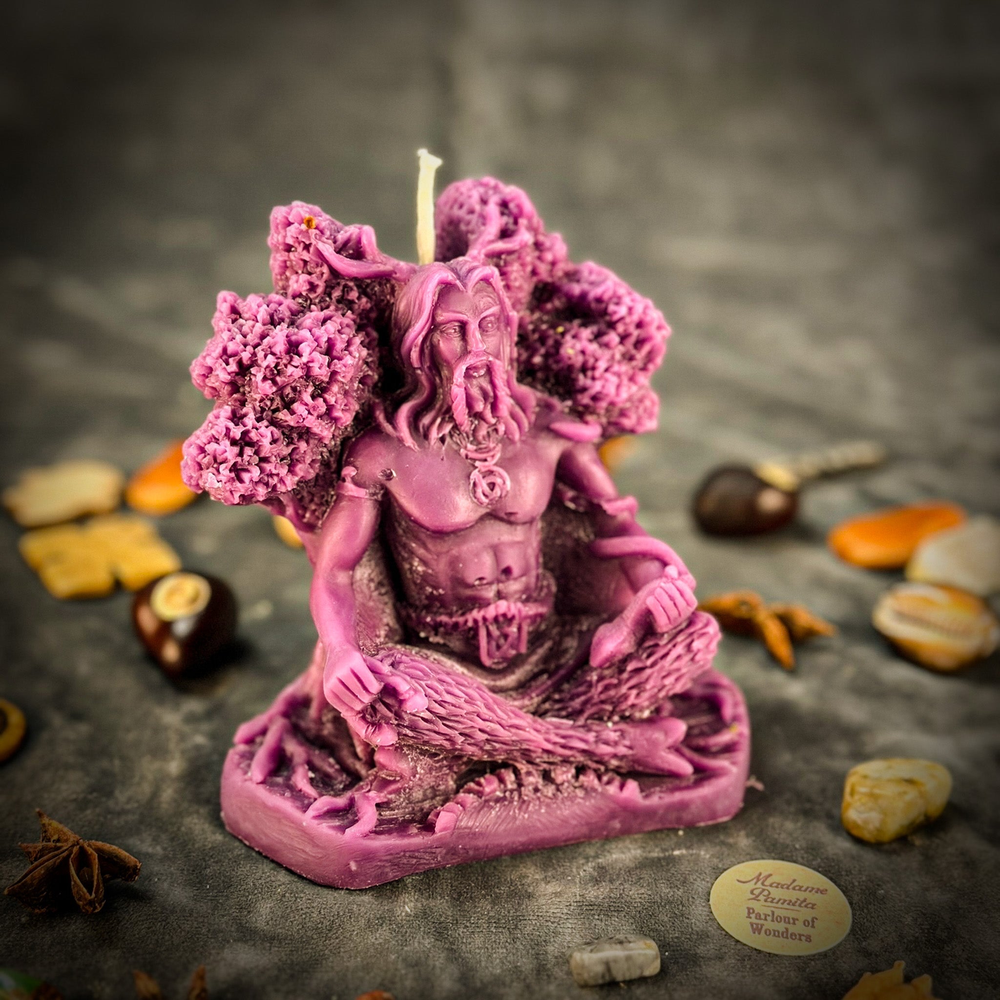 Beeswax Horned God Spell Candle - Cernunnos Nature Magic & Fertility