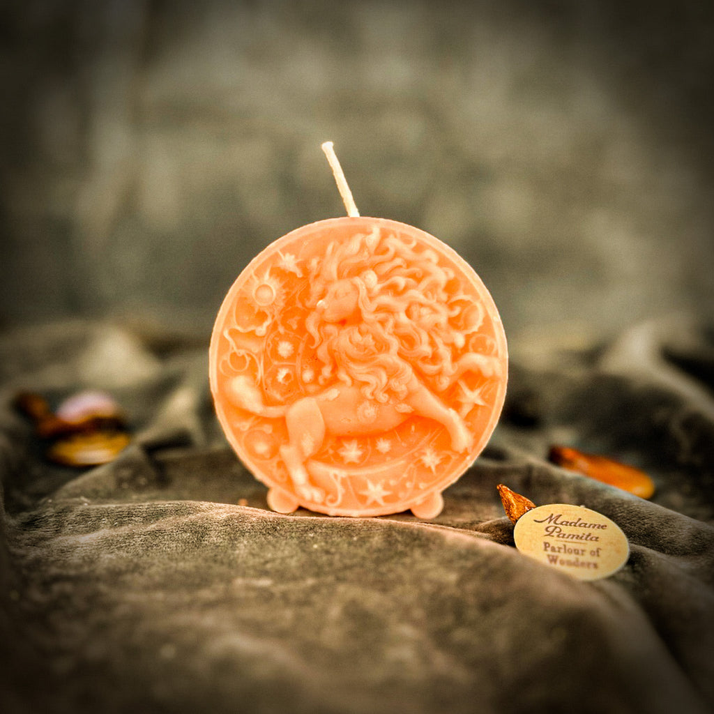 Beeswax Leo Lion Zodiac Spell Candle - Creativity, Confidence & Leadership