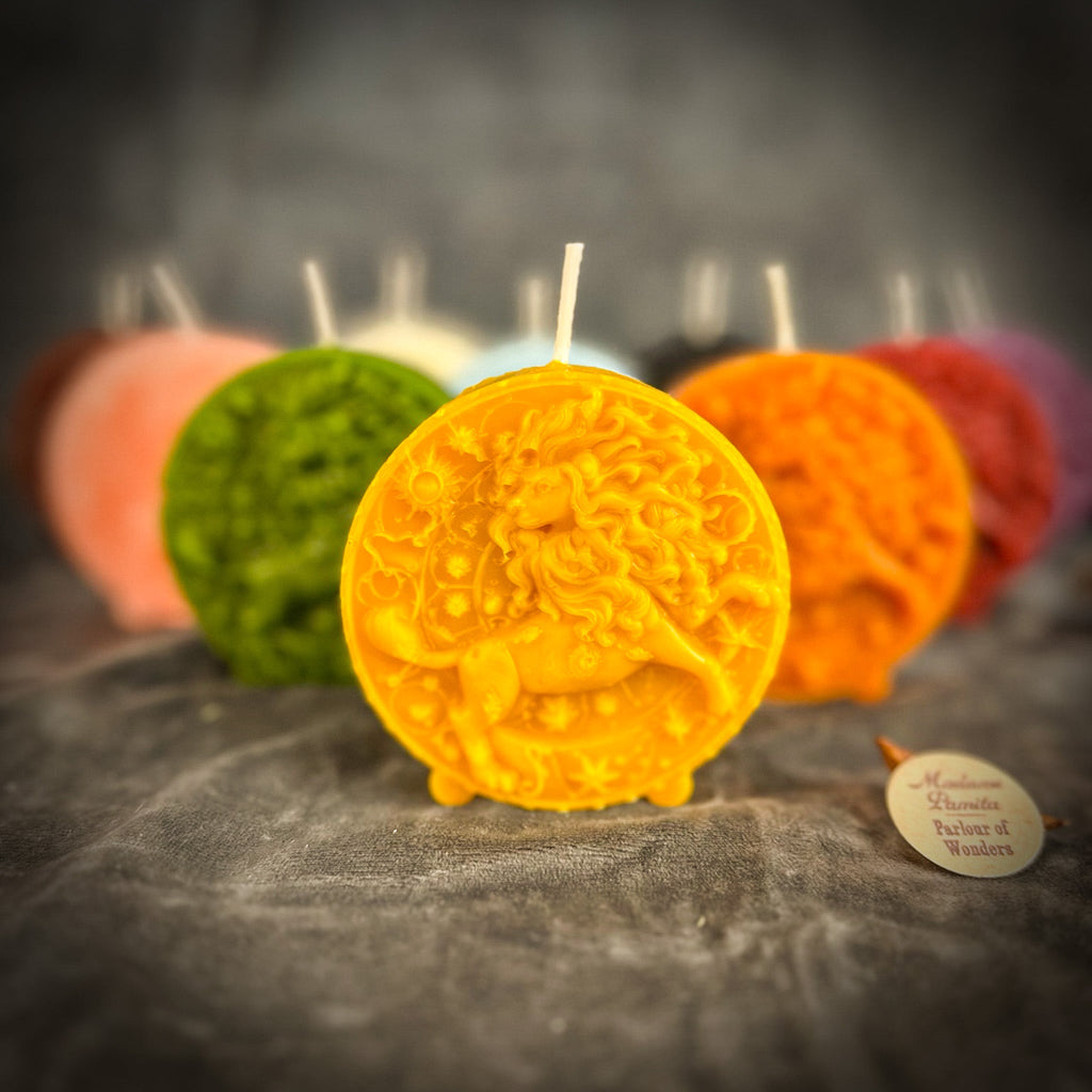 Beeswax Leo Lion Zodiac Spell Candle - Creativity, Confidence & Leadership