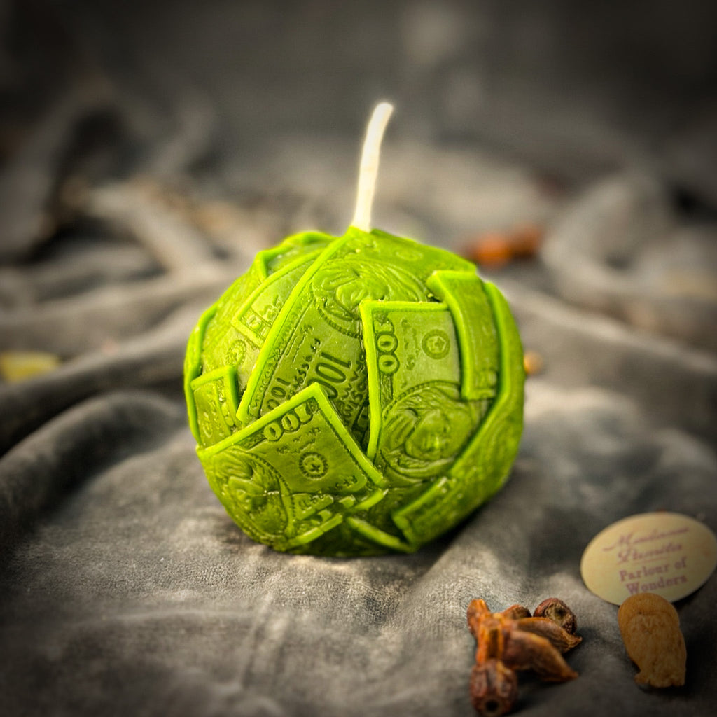 Beeswax Rolling in Dough Spell Candle - Luxury Wealth & Opulent Abundance