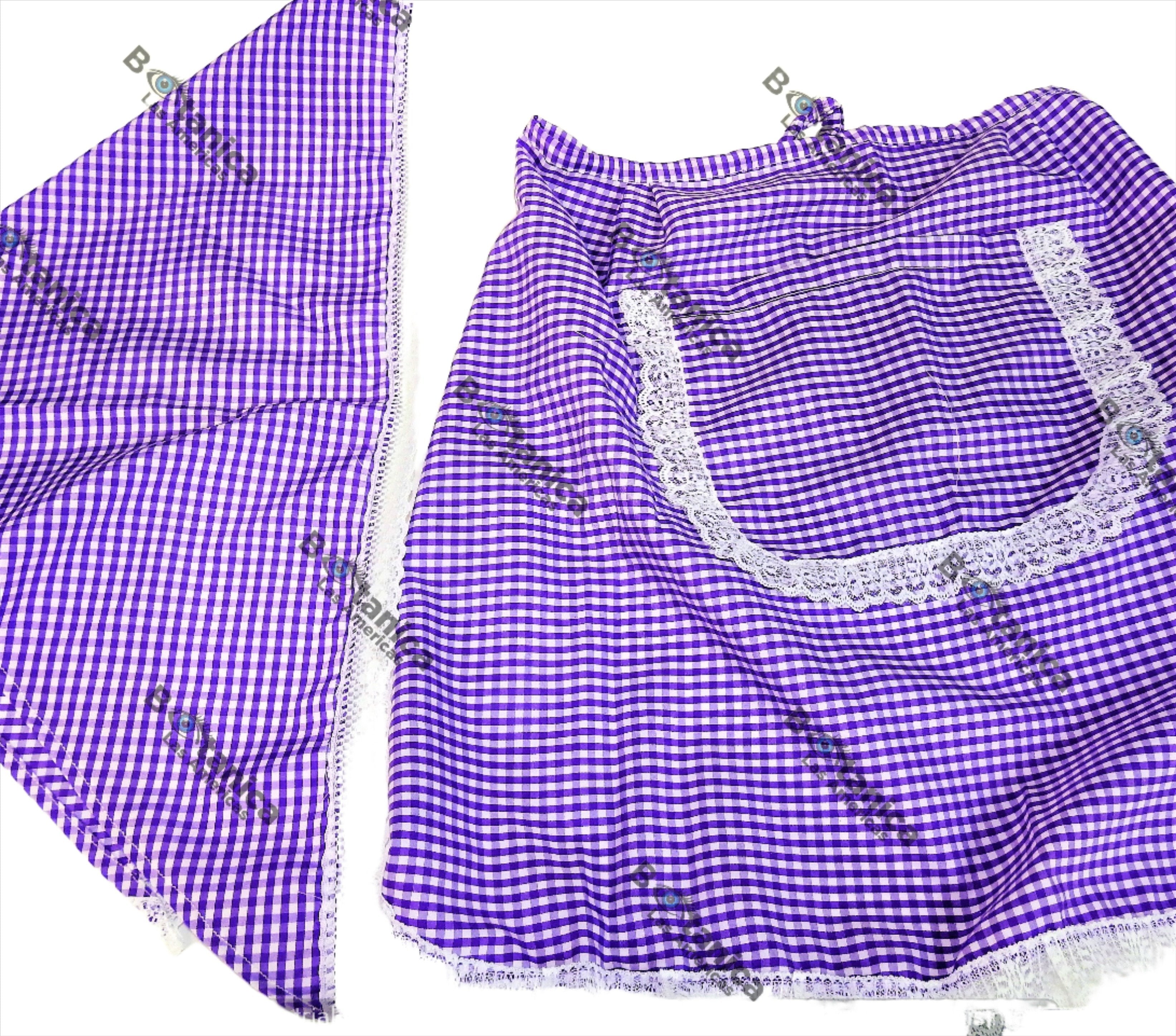 DELANTAL Y QUILLA DE COLOR MORADO Y BLANCA