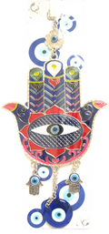 Evil Eye - Large Hamsa (Blue and Red) Evil Eye ornament /Charm 10"