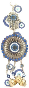 Evil Eye - Flower with Evil Eye ornament and Bells /Charm 10"