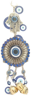Evil Eye - Flower with Evil Eye ornament and Bells /Charm 10"