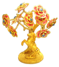 Gold colored Evil Eye Bonsai tree with Horse and Red Flowers Model L-02-2