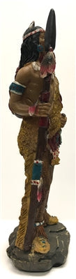 Native American Indian with Feather Headband, Lance/Spear, Knife, Bow, and Quiver with Arrows 8"