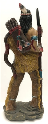 Native American Indian with Feather Headband, Lance/Spear, Knife, Bow, and Quiver with Arrows 8"