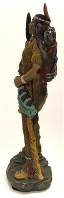 Native American Indian with Feather Headband, Lance/Spear, Knife, Bow, and Quiver with Arrows 8"
