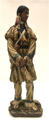 Native American Indian Woman with Leather Pouch 12"