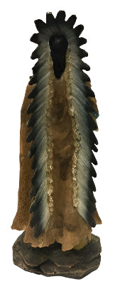 Native American Indian Chief with Feather Headdress and Pipe 13"
