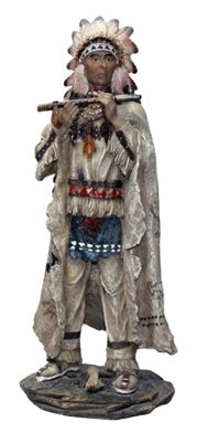 Native American Indian Chief with Feather Headdress and Pipe 13"