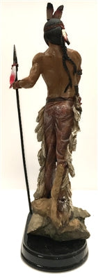 Native American Indian Warrior with Feather Headband, Lance and Shield 10.5"
