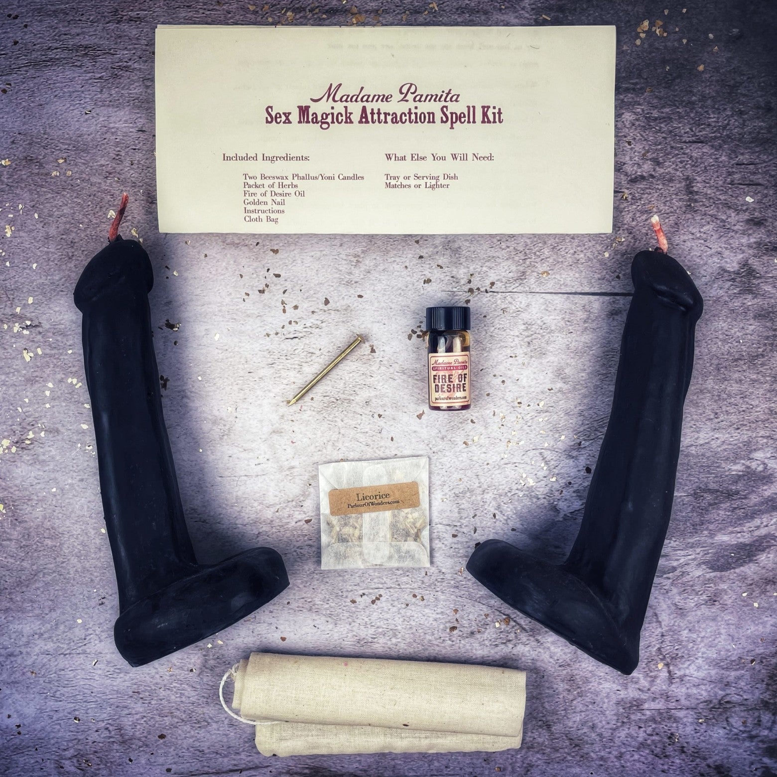 Sex Magick Candle Spell Kit - Phallus/Phallus - Passion & Desire