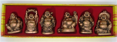 Laughing Buddha 2 Inch Statues (Set of 6 Figurine) - Choose Color
