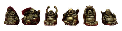 Laughing Buddha 3" Statues (Set of 6 Figurine)  Choose Color