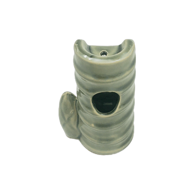 Ceramic Tea Light Oil Burner - Bamboo with Stone- Gray