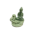 Ceramic Tea Light Oil Burner - Meditating Buddha on Rock- Random Color