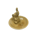 Ceramic Tea Light Oil Burner - Elephant on a Circular Dish- Brown