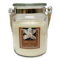 Glass Candle with Rope Handle - Peach Tea