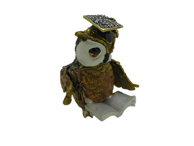 Graduating Owl with Open Book - Bejeweled Trinket Box