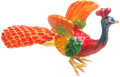 Peacock with red folded wings- Bejeweled Trinket Box -TRNK-5871-red