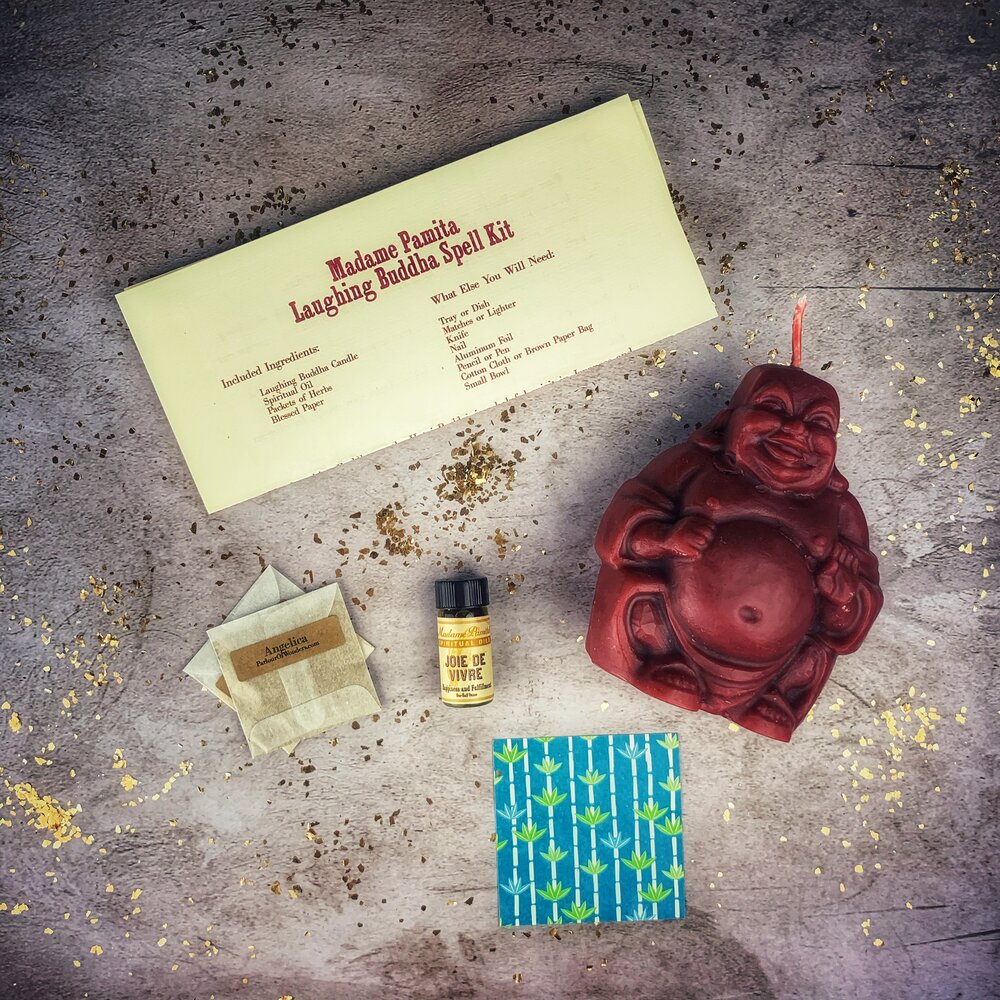 Laughing Buddha Abundance Candle Spell Kit - Wealth, Luck & Prosperity Magic